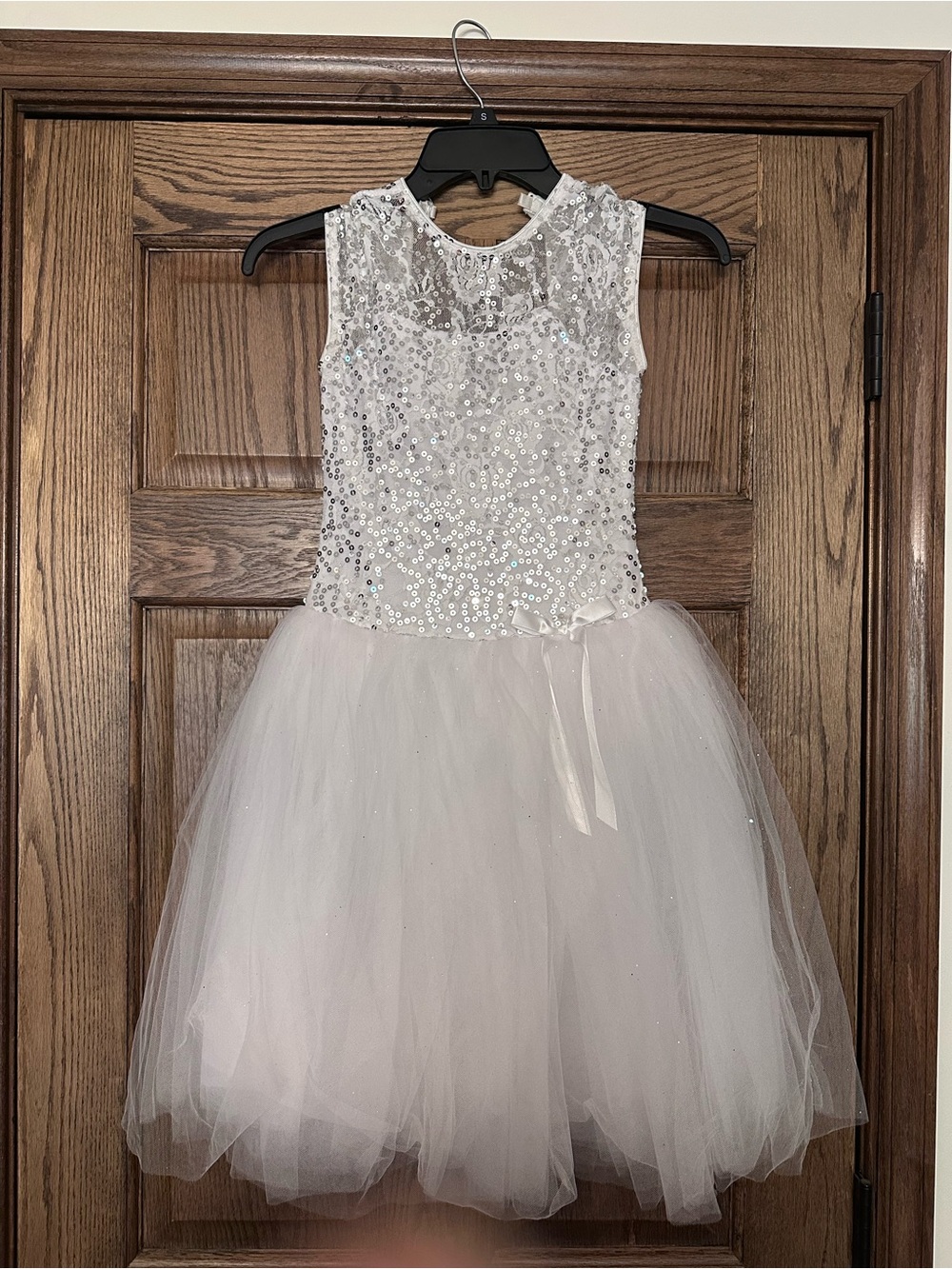 Sparkling White Sequin Tulle Dance Dress for Girls
